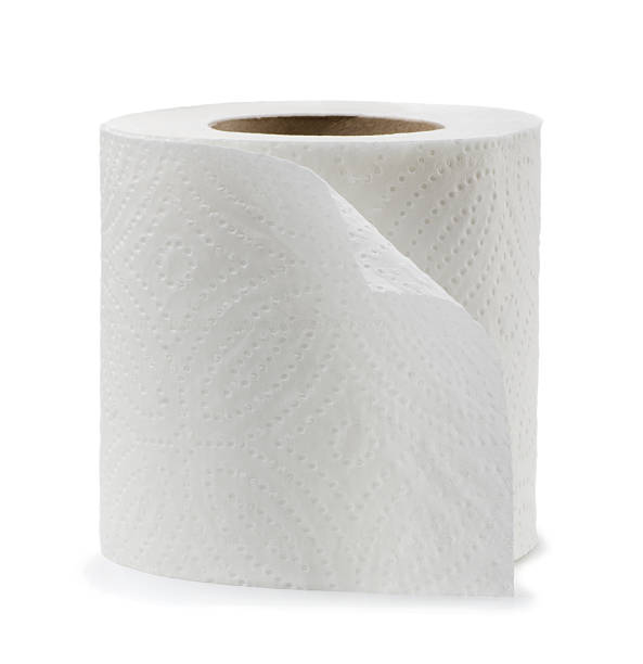 Roll of white toilet paper isolated on white